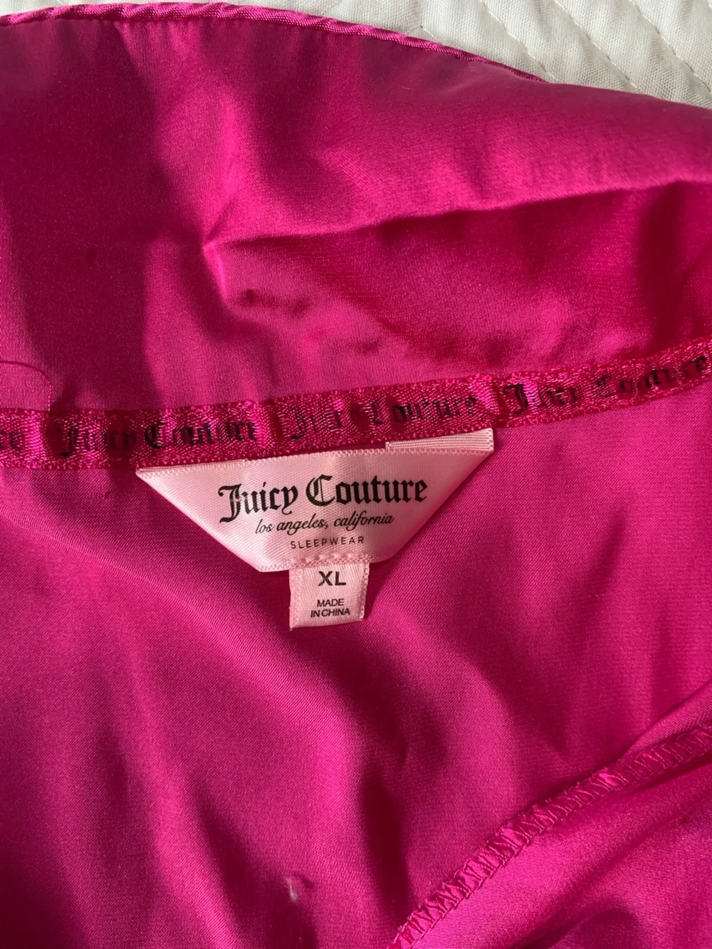 y2k hot pink juicy couture satin pajama top and pants set